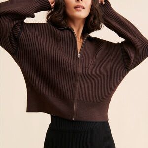 Varley Black Ribbed Turtleneck Sweater